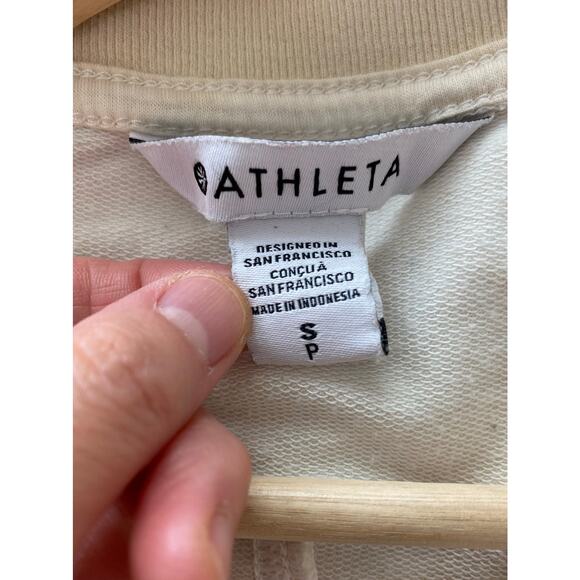 Athleta Women's Size S Cream Tie Dye Cotton Blend V-Neck Sleeveless Sweatshirt - Picture 5 of 8